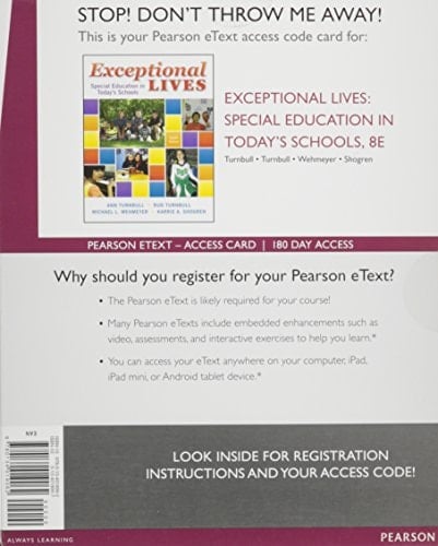 Exceptional Lives Special Education in Today's Schools, Enhanced Pearson EText -- Access Card