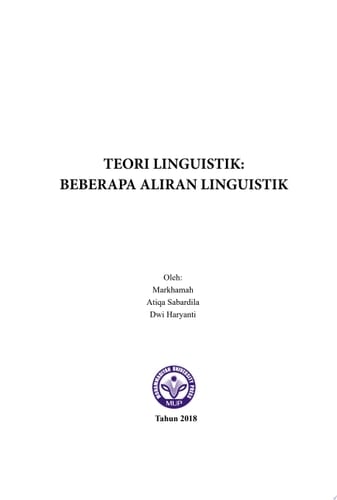 Teori Linguistik: Beberapa Aliran Linguistik