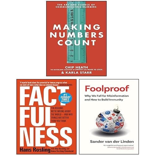 Factfulness [Hardcover], Foolproof [Hardcover], Making Numbers Count 3 Books Collection Set