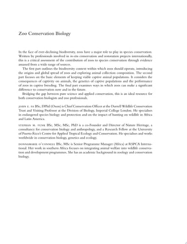 Zoo Conservation Biology