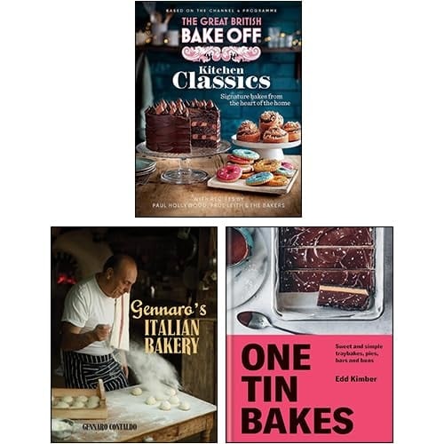 The Great British Bake Off Kitchen Classics, Gennaro's Italian Bakery, One Tin Bakes 3 Books Collection Set