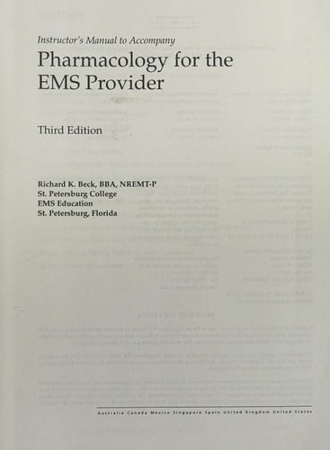 Pharmacology for the EMS Provider