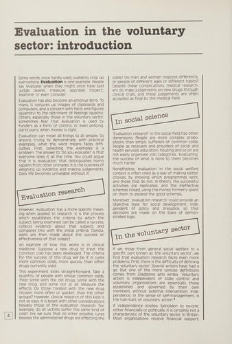 Evaluation in the Voluntary Sector