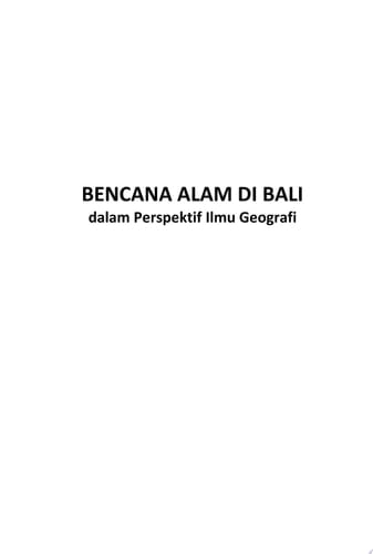 Bencana Alam di Bali dalam Perspektif Ilmu Geografi