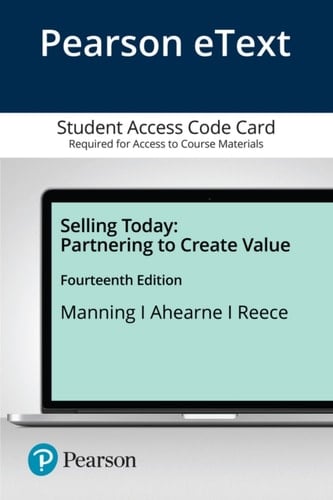 Pearson Etext Selling Today Partnering to Create Value -- Access Card