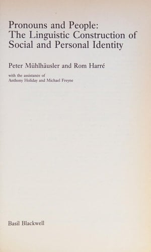 Pronouns and People The Linguistic Construction of Social and Personal Identity