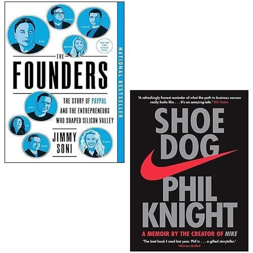 The Founders By Jimmy Soni, Shoe Dog A Memoir by the Creator of NIKE By Phil Knight 2 Books Collection Set