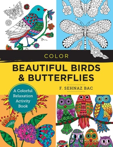 Color Beautiful Birds and Butterflies A Colorful Relaxation Activity Book