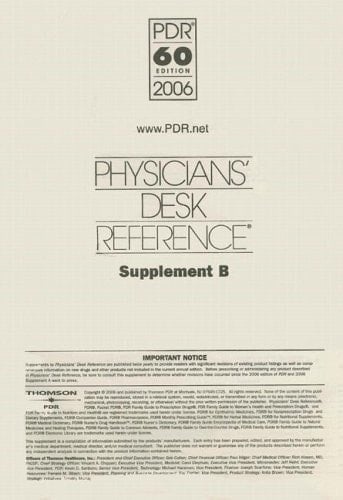 Physicians' Desk Reference Supplement B