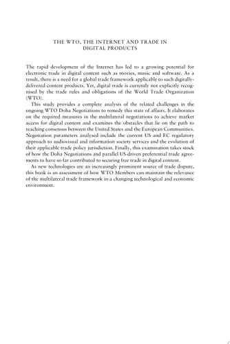 The WTO, the Internet and Trade in Digital Products