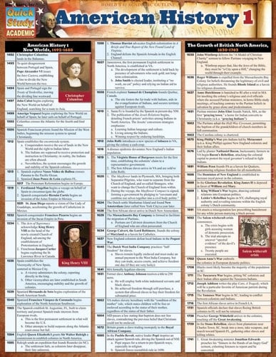 American History 1 QuickStudy Laminated Reference Guide