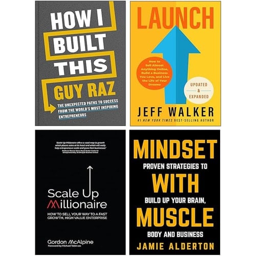 Launch, Mindset With Muscle, How I Built This & Scale Up Millionaire 4 Books Collection Set
