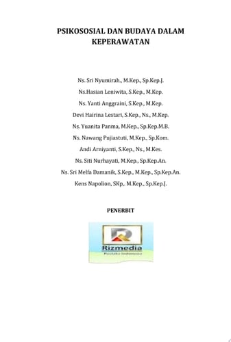 PSIKOSOSIAL DAN BUDAYA DALAM KEPERAWATAN