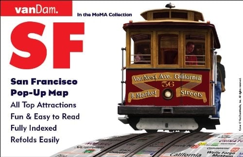 San Francisco Pop-Up Map by VanDam — Laminated pop-up map of San Francisco, CA and the Bay AREA with all attractions, museums, sights, hotels, ferries, & BART, MUNI TRANSIT map
