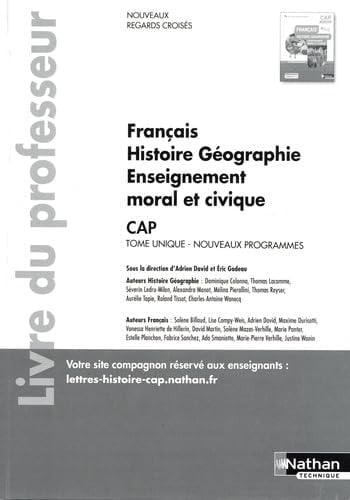 Francais Histoire Géographie EMC CAP Livre du professeur