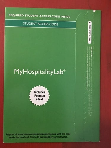 Introduction to Hospitality Management Myhospitalitylab With Pearson Etext Access Card
