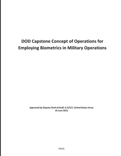 DOD Capstone Concept of Operations for Employing Biometrics in Military Operations