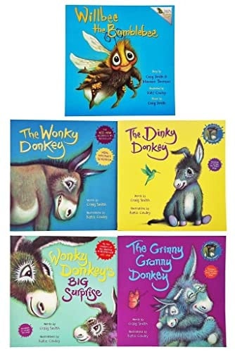 The Wonky Donkey Childrens Collection 5 Books Set By Craig Smith (the Wonky Donkey, Willbee The Bumblebee, The Dinky Donkey, The Grinny Granny Donkey & Wonky Donkey's Big Surprise)