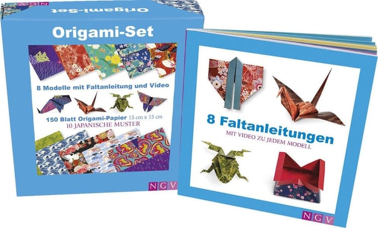 Origami-Set 8 Modelle mit Faltanleitung und Video + 150 Blatt Origami-Papier