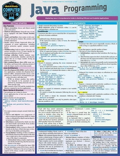 Java Programming Language A QuickStudy Laminated Reference Guide