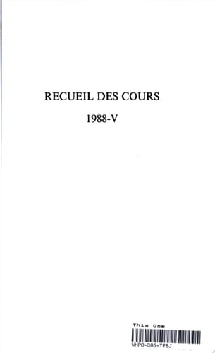 Recueil des Cours, Collected Courses 1988