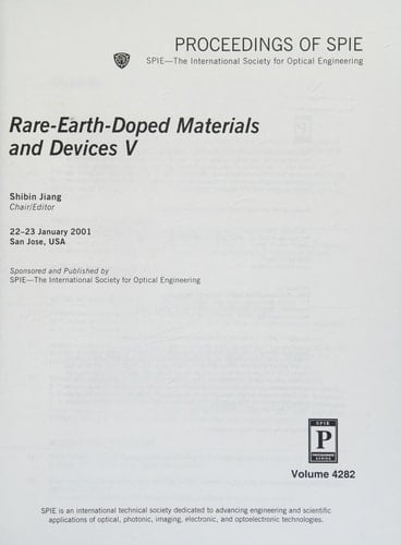 Rare-earth-doped Materials and Devices V 22-23 January, 2001, San Jose, [California] USA