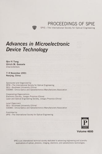 Advances in Microelectronic Device Technology (Proceedings of Spie)