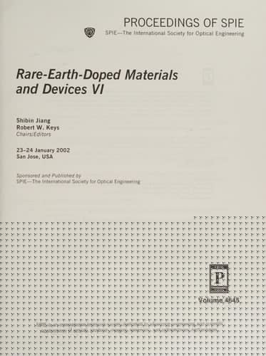 Rare-earth-doped Materials and Devices VI 23-24 January, 2002, San Jose, [California] USA