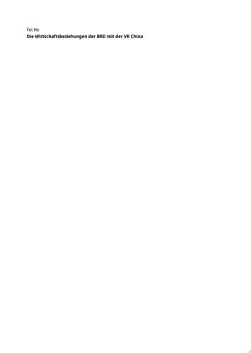 Die Wirtschaftsbeziehungen der BRD mit der VR China 1949 bis zur chinesischen Reform- und Öffnungspolitik