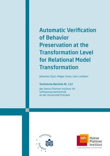Automatic verification of behavior preservation at the transformation level for relational model transformation