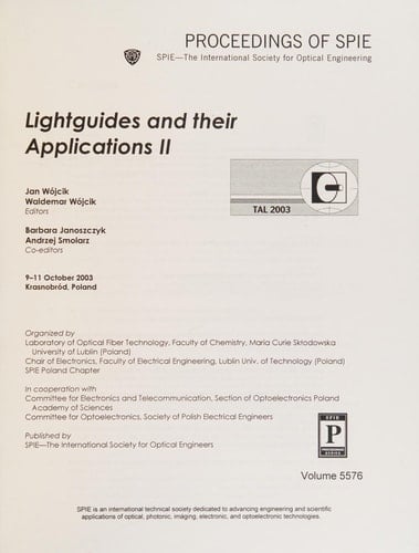 Lightguides And Their Applications II (Proceedings of Spie)
