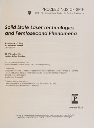 Solid State Laser Technologies And Femtosecond Phenomena (Proceedings of Spie)