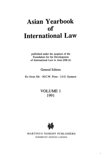 Asian Yearbook of International Law, 1991