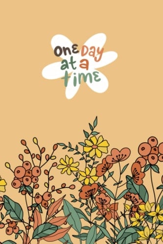 Blank Notebook Journal, One Day at a Time: Blank lined vintage floral journal