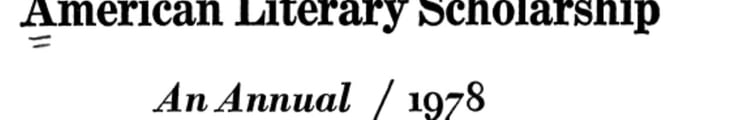 American Literary Scholarship 1978