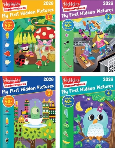Highlights My First Hidden Pictures 2026 Activity Books for Kids Ages 3-6, 4-Book Set of Travel-Friendly Screen Free Seek and Find Fun with Stickers