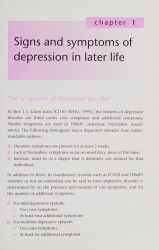 Guidelines on Depression in Older People Practising the Evidence