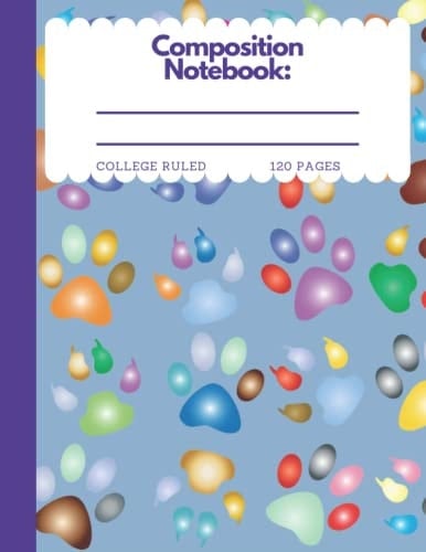 Paws Composition Notebook 8. 5x11 - College Ruled - 120 Pages