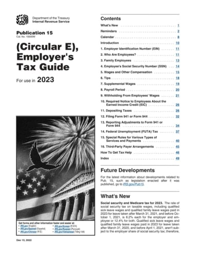 Publication 15 (2023), (Circular E), Employer's Tax Guide