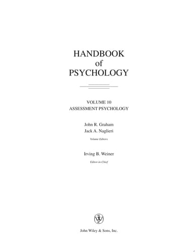 Handbook of Psychology, Assessment Psychology