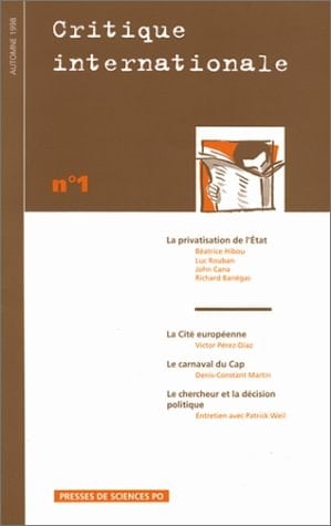 Critique Internationale Numero 1 Automne 1998