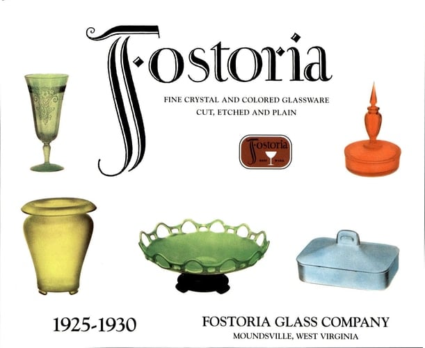 Fostoria Fine Crystal and Colored Glassware Cut, Etched and Plain 1925-1930