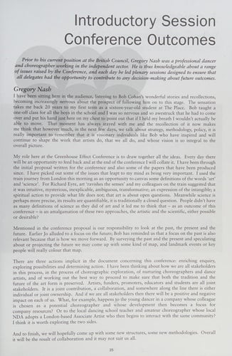 The Art and Science of Nurturing Dancemakers Papers from the Greenhouse Effect Conference