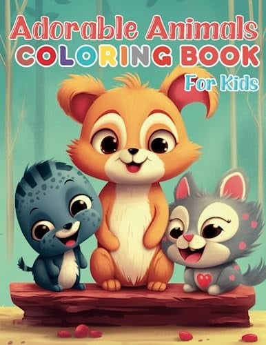 Adorable Animal coloring book for kids with 40+ unique design and wide paper 8.5 x 11 inches