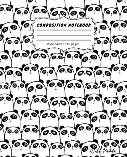 Panda Composition Notebook: Cute College Ruled Notebook for School | Lined School Journal | Kawaii Composition Book | 7.5"x9.25" | 110 Wide Ruled Pages