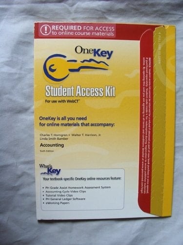 Accounting Student Access Kit For Use with WebCT (OneKey)