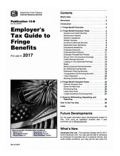 Publication 15-B (2017), Employer's Tax Guide to Fringe Benefits Supplemental to Publication 15, Employer's Tax Guide