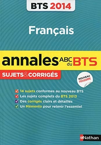 Français BTS Annales, sujets corrigés