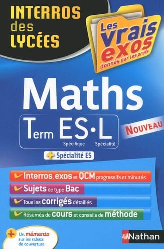 Maths Term ES-L spécifique, spécialité + spécialité ES