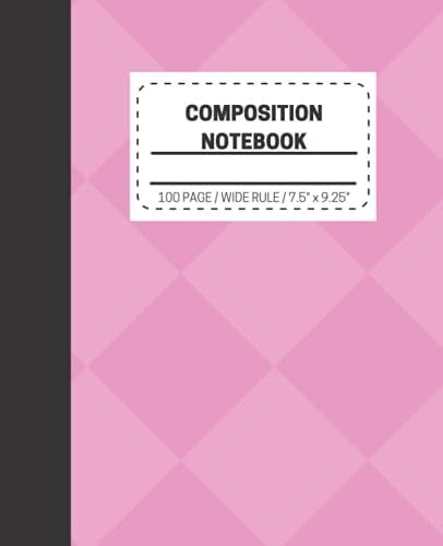 Composition Notebook: Pink Diamond Design (7.5 x 9.25 inches) 100 Pages: College Ruled Lined Paper